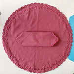 Linen Scallop Cotton Napkins + placemats with Trimming embroidered, Set of 2, Scallop edge Napkin, Linen Sustainable Cloth Napkins