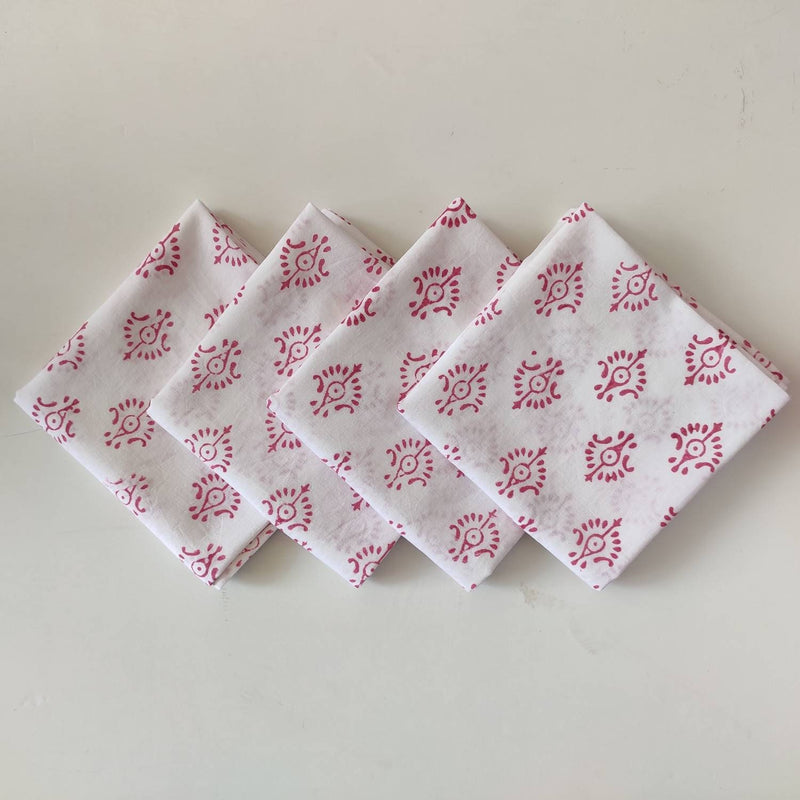 Cloth Napkins - Set of 4 - Cotton Dinner Table linen - Mismatched, Assorted, Variety - indian Floral - Housewarming Gift for Family