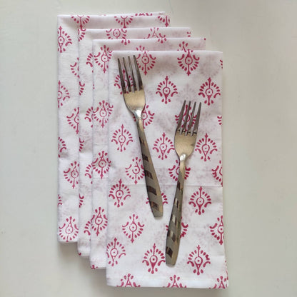 Cloth Napkins - Set of 4 - Cotton Dinner Table linen - Mismatched, Assorted, Variety - indian Floral - Housewarming Gift for Family