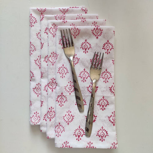 Cloth Napkins - Set of 4 - Cotton Dinner Table linen - Mismatched, Assorted, Variety - indian Floral - Housewarming Gift for Family