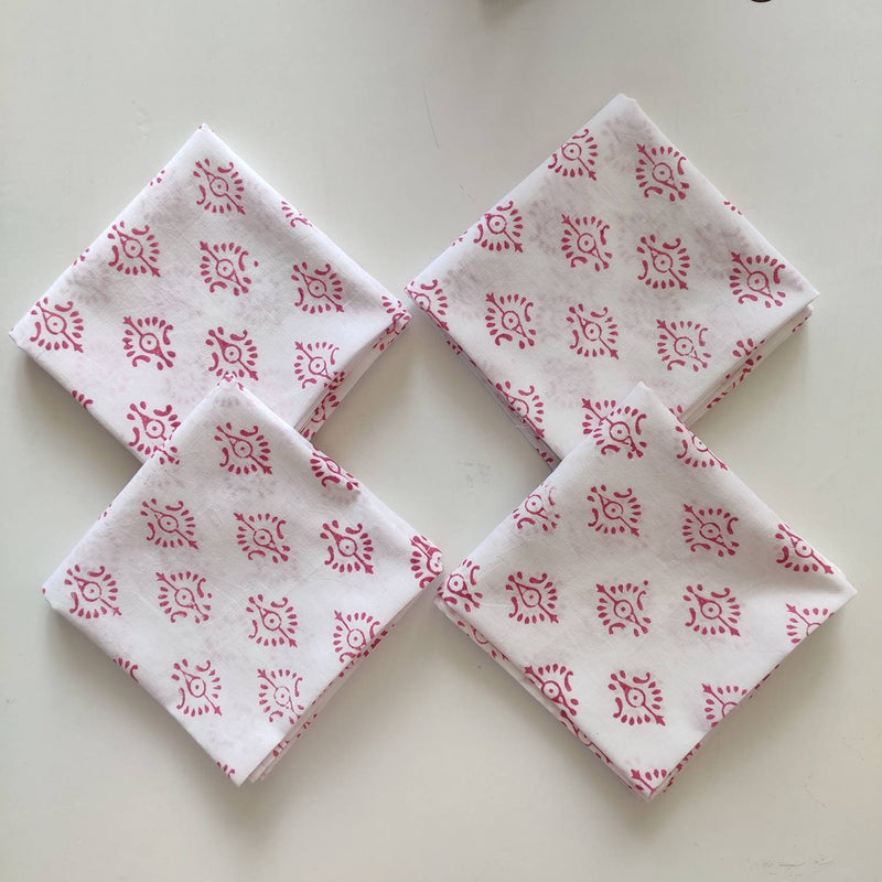 Cloth Napkins - Set of 4 - Cotton Dinner Table linen - Mismatched, Assorted, Variety - indian Floral - Housewarming Gift for Family