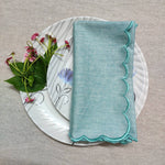Set of Four Scalloped Napkins | Trimmed | Scallop-Edged Linen Napkins | Table Linen & Accessories