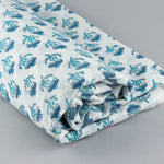 Carolina ,Teal and Stone Blue Hand-Block Printed Cotton Cloth