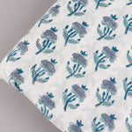 Carolina ,Teal and Stone Blue Hand-Block Printed Cotton Cloth
