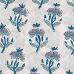 Carolina ,Teal and Stone Blue Hand-Block Printed Cotton Cloth