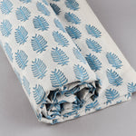 Cerulean Blue Leaf Hand-Block Printed Cotton Cloth