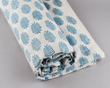 Cerulean Blue Leaf Hand-Block Printed Cotton Cloth