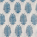 Cerulean Blue Leaf Hand-Block Printed Cotton Cloth