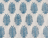 Cerulean Blue Leaf Hand-Block Printed Cotton Cloth
