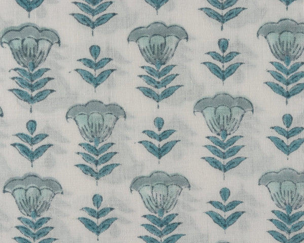 Aquamarine Blue Hand-Block Printed Cotton Cloth