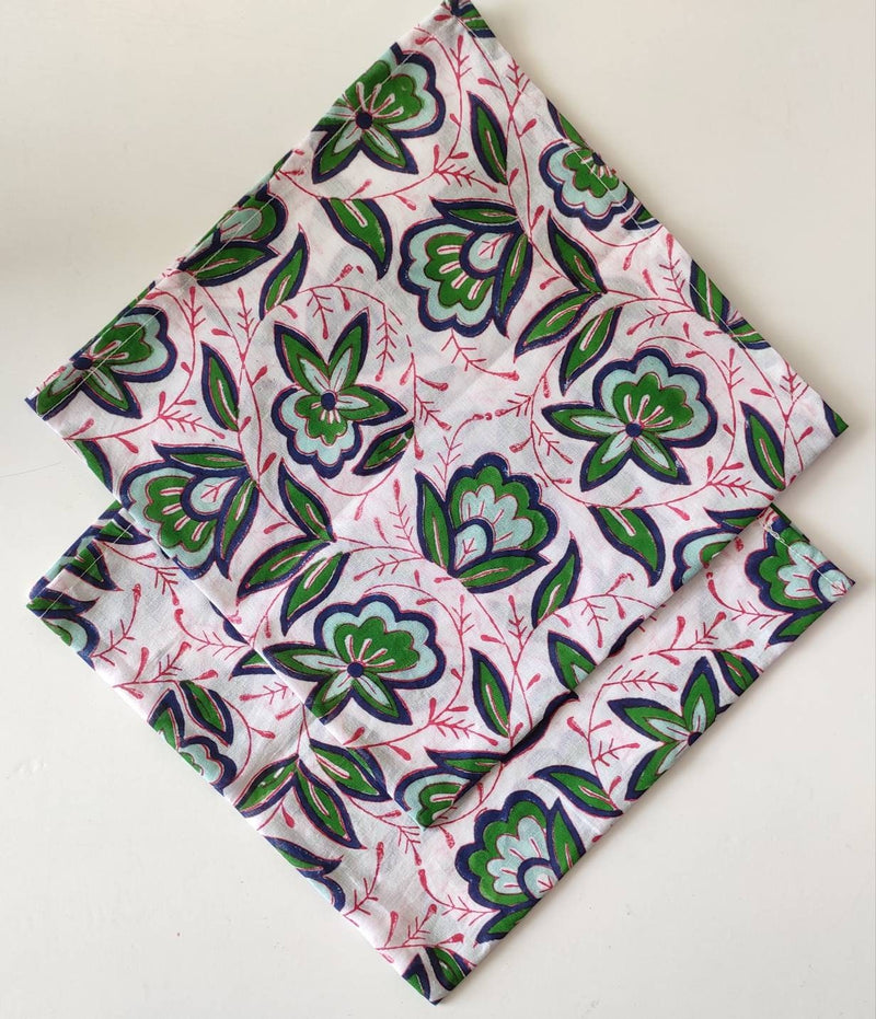 Block printed Cotton Cloth Napkin Set, Eco Friendly Table Decor, Soft Table Decor