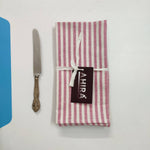 Pink white striped napkins, linen cloth napkins, flax wedding napkins, linen unpaper napkin, indian napkins, handmade napkins