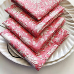 Indian block printed Pink floral napkins, Indian Napkins