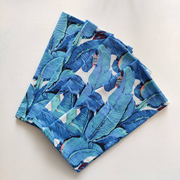 Blue leaf Cotton dinner napkins/Indian Cotton Napkins/Block Print Napkin/Cotton Kitchen Towel/Block Printed Tea towel/Set of 4
