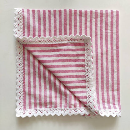 Pink striped Linen napkins, cloth napkins, striped wedding napkins, linen table napkins, table napkin, rustic napkins, wedding cloth napkin