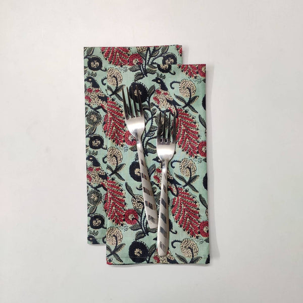 Cotton dinner napkins, indian cotton napkins, hand printed napkins, peacock printed napkins, table cloth napkins, bulk cotton cloth napkins