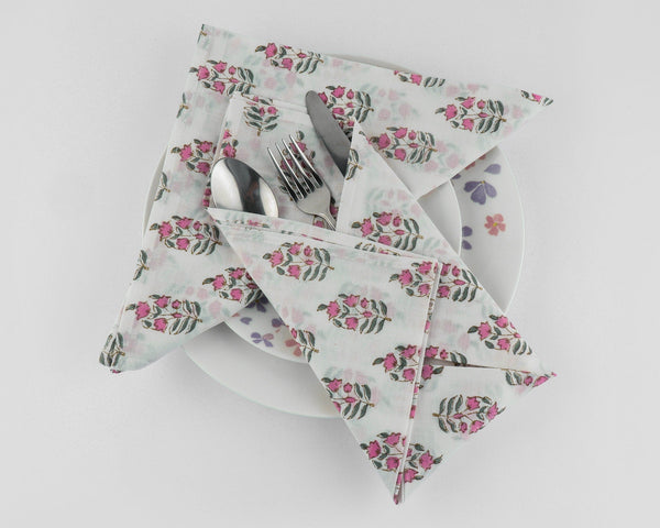 Punch Pink, Uniform Green Napkins