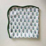 Wave scallop cloth napkin, Piping block print Indian Napkins, Set of 4, Home Décor, Christmas Gift