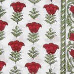 Apple and Cherry Red, Olive Green Floral Hand Block Printed Cotton Size-20x20" Napkins