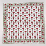 Apple and Cherry Red, Olive Green Floral Hand Block Printed Cotton Size-20x20" Napkins