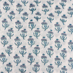 Carolina ,Teal and Stone Blue Hand-Block Printed Cotton Cloth