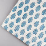 Cerulean Blue Leaf Hand-Block Printed Cotton Cloth