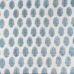 Cerulean Blue Leaf Hand-Block Printed Cotton Cloth