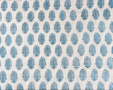 Cerulean Blue Leaf Hand-Block Printed Cotton Cloth