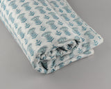 Aquamarine Blue Hand-Block Printed Cotton Cloth