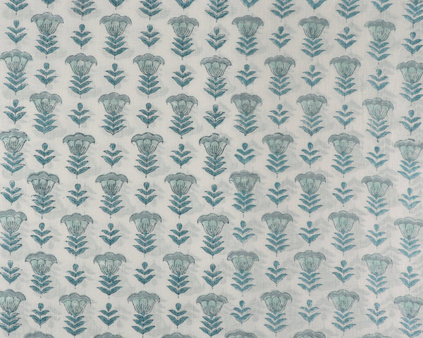 Aquamarine Blue Hand-Block Printed Cotton Cloth