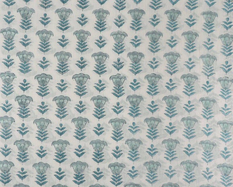 Aquamarine Blue Hand-Block Printed Cotton Cloth