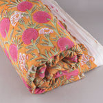 Tangerine Orange and Bubblegum Pink Hand-Block Printed Cotton Cloth