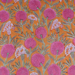Tangerine Orange and Bubblegum Pink Hand-Block Printed Cotton Cloth