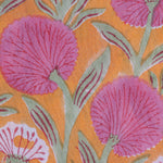 Tangerine Orange and Bubblegum Pink Hand-Block Printed Cotton Cloth