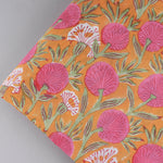 Tangerine Orange and Bubblegum Pink Hand-Block Printed Cotton Cloth