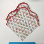 Wave scallop cloth napkin, Piping block print Indian Napkins, Set of 4, Home Décor, Christmas Gift