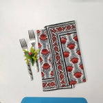 cloth napkins, personalized gifts , hand printed napkins, red flower, wedding napkins, piping Cotton dinner napkins