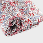 Pigeon Blue, Flamingo Pink Hand-Block Printed Cotton Cloth