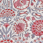 Pigeon Blue, Flamingo Pink Hand-Block Printed Cotton Cloth