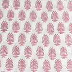 Taffy Pink Leaf Hand-Block Printed Cotton Cloth