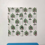 Tree White and Green Cotton Fabric Napkins Set, Set of 4 Cloth Napkin Set, Housewarming Gift, Gift for Her, Table Decoration