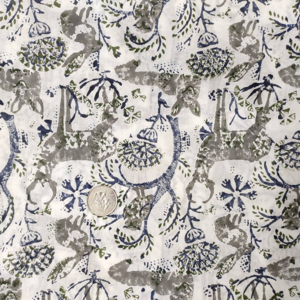 Hand Block Printed Fabric, 100% Cotton Quilting Fabric by the Yard, Quilt Fabric by Yard, Floral Fabric, Quilt Fabric, Fabric