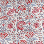 Pigeon Blue, Flamingo Pink Hand-Block Printed Cotton Cloth