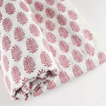 Taffy Pink Leaf Hand-Block Printed Cotton Cloth