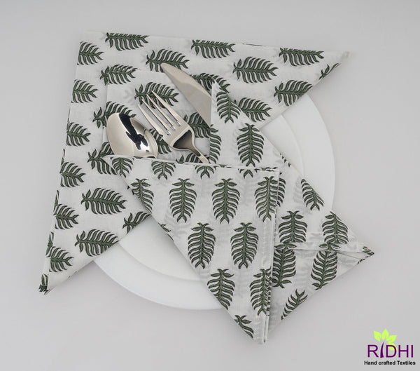 Juniper Green Leaf Print Napkins