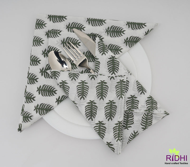 Juniper Green Leaf Print Napkins