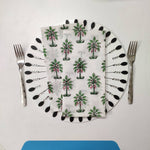 Tree White and Green Cotton Fabric Napkins Set, Set of 4 Cloth Napkin Set, Housewarming Gift, Gift for Her, Table Decoration