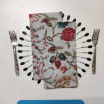 Hand Block Floral Print Pure Cotton Fabric Piping Napkins Set of 4 Cloth Napkin Set, Table Decor fathers day gift