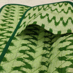 Handmade Double Oven Gloves, Heavy woven material and heat resistance lining green zigzag