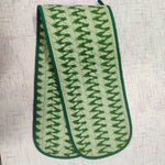 Handmade Double Oven Gloves, Heavy woven material and heat resistance lining green zigzag